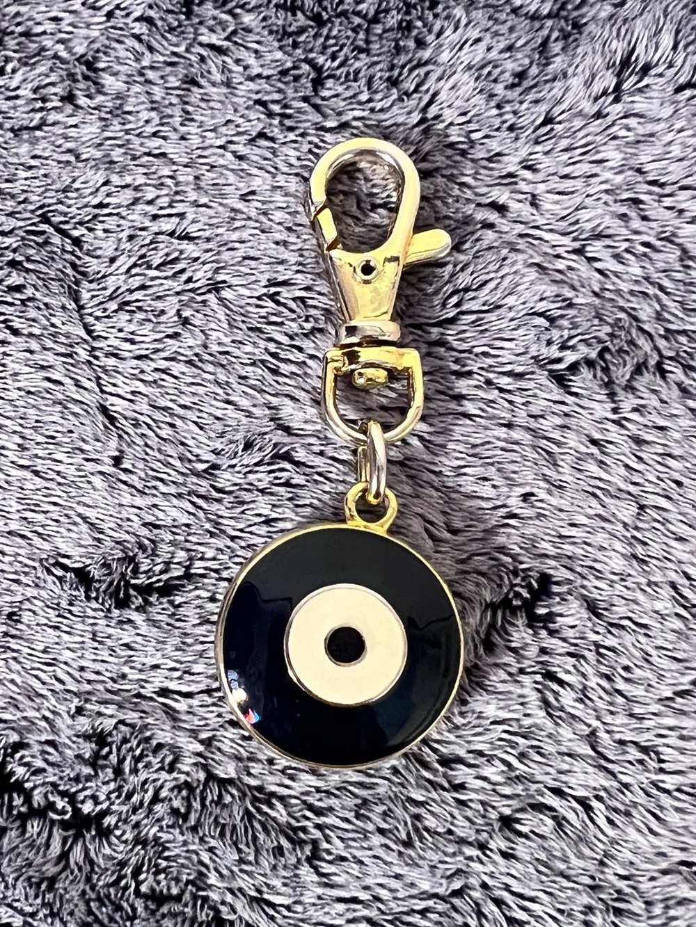 Blue Enamel Evil Eye Charm Keychain